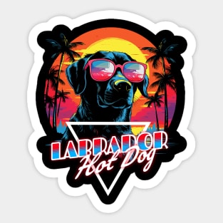 Retro Wave Labrador Hot Dog Shirt Sticker